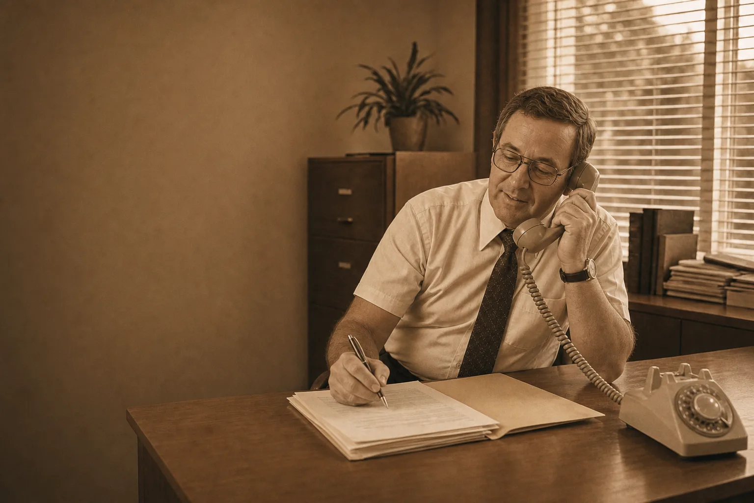 Gary answering the phone