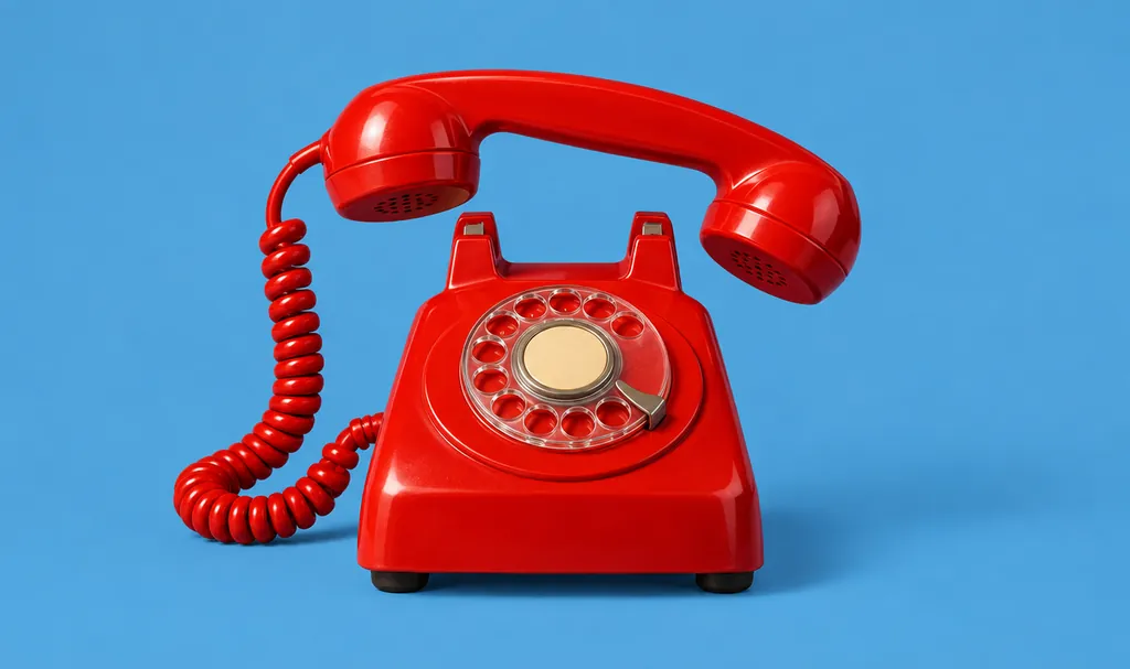 A red rotary telephone with the handset lifted, illustrating an insurer’s incident hotline