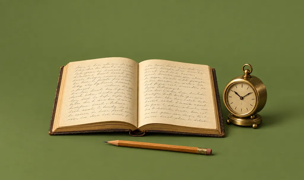 An open logbook, a pencil and a small desk clock, illustrating the records a business interruption claim needs