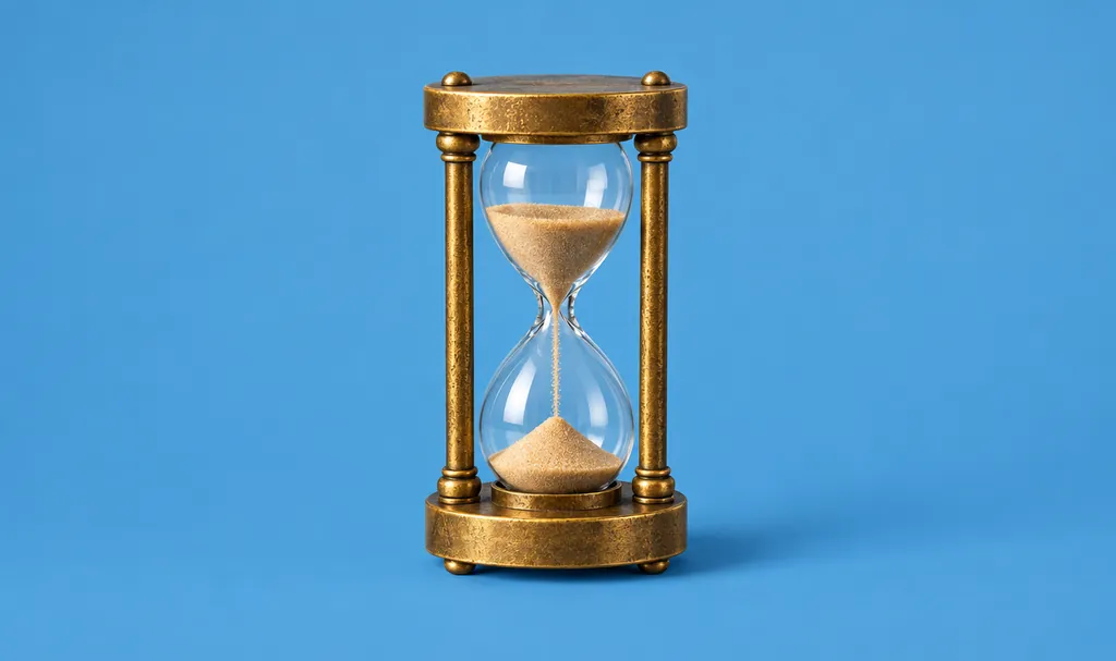 A brass hourglass with sand running, illustrating claims-made professional indemnity cover