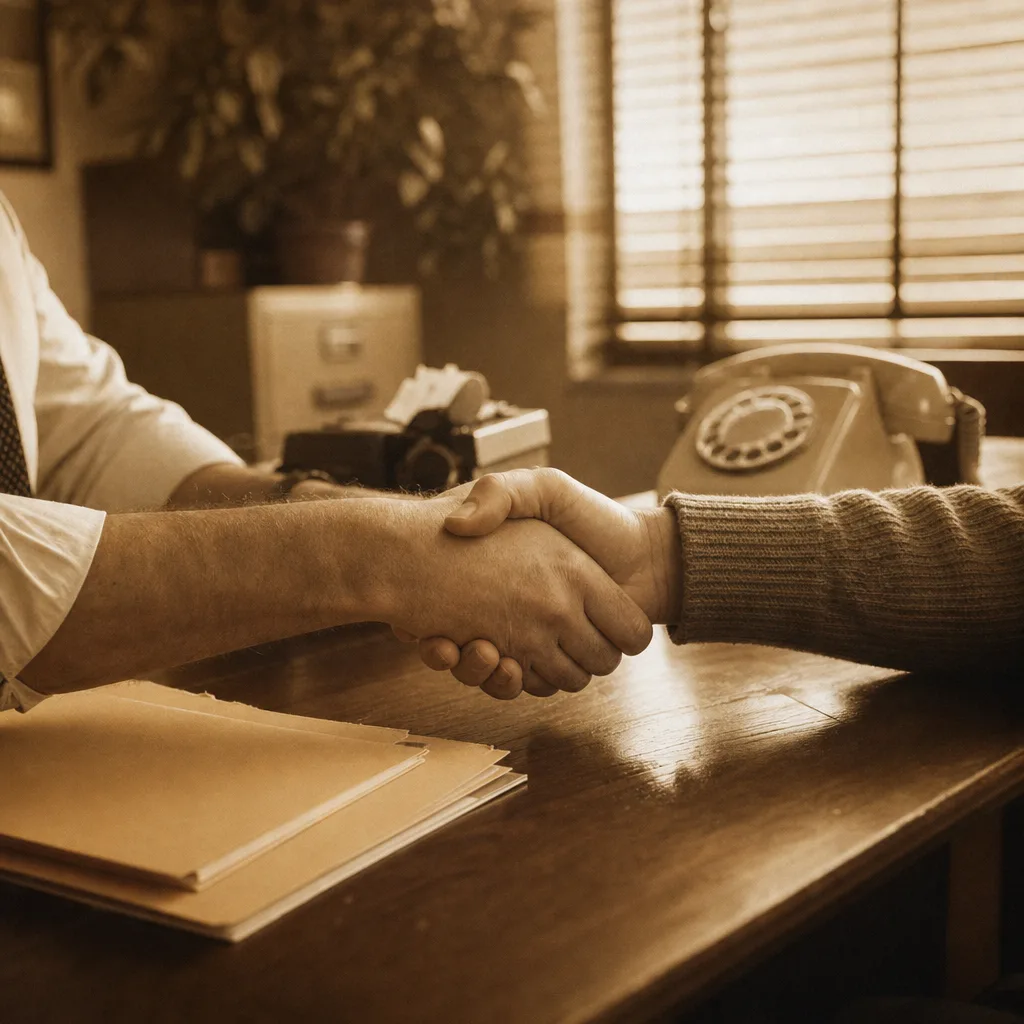 A handshake across the desk